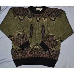 Vintage Bachrach Acrylic Wool‎ Knit Sweater Men's Large Aztec Navajo Coogi Cosby
